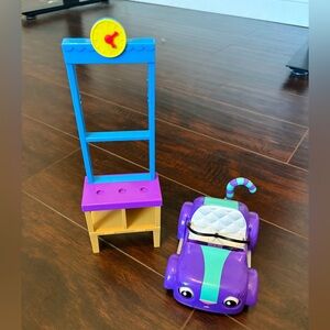 Purple and Teal Play Car with Matching Play Stand - Kids Vehicle Toy